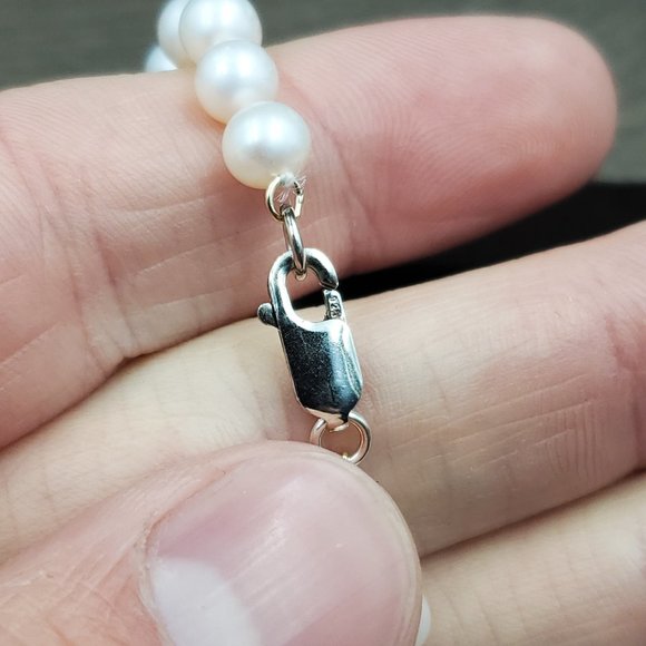 7.5 Inch Sterling Silver Genuine Light Color Pearls Bracelet - Picture 3 of 5